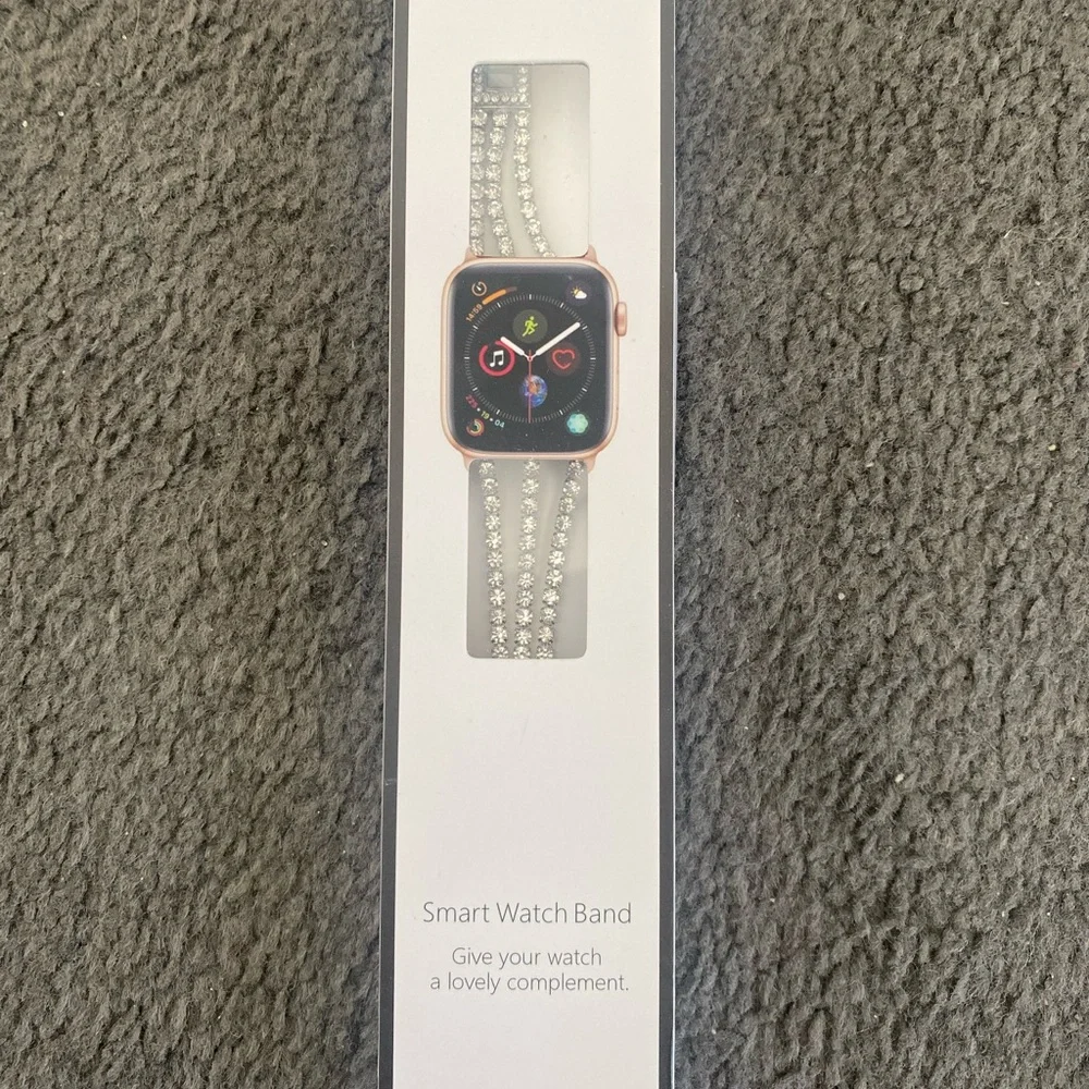 NWOT Smart Watch Band with Crystal Accents -silver